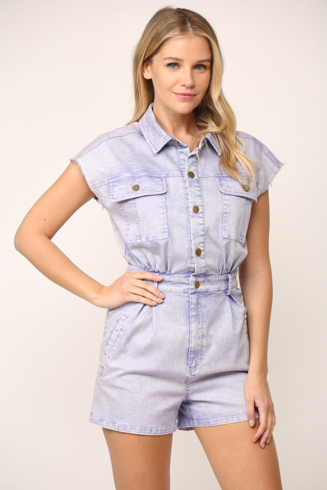 WASHED UTILITY ROMPER