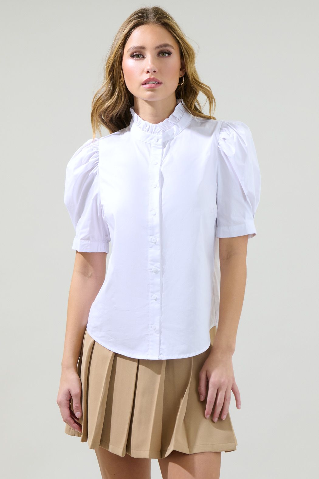 Finley Ruffle Button Down Top - D712