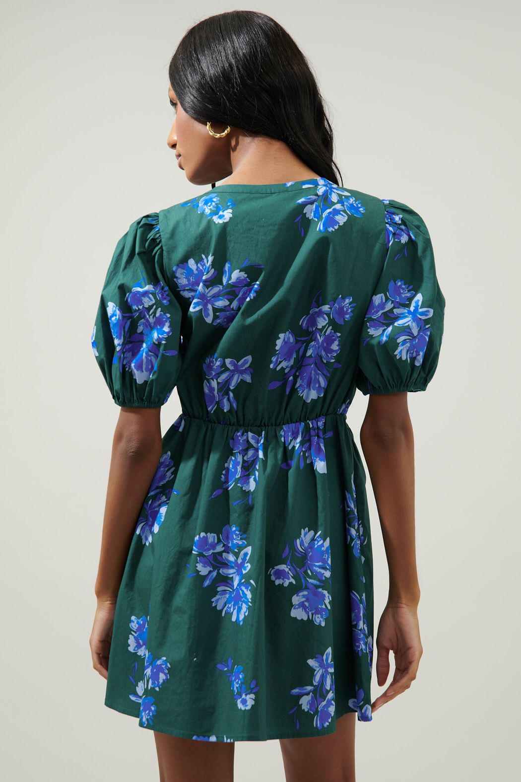 Spokane Floral Alba Puff Sleeve Mini Dress - A716