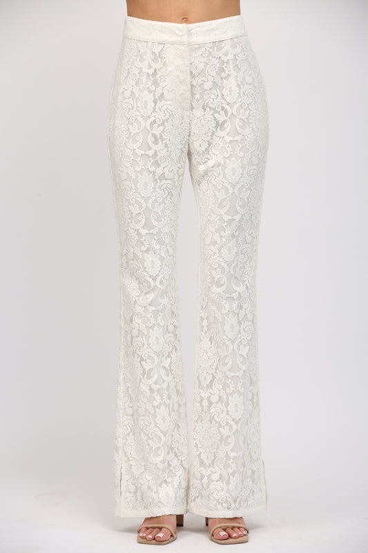 Side Slit Lace Pants - J310