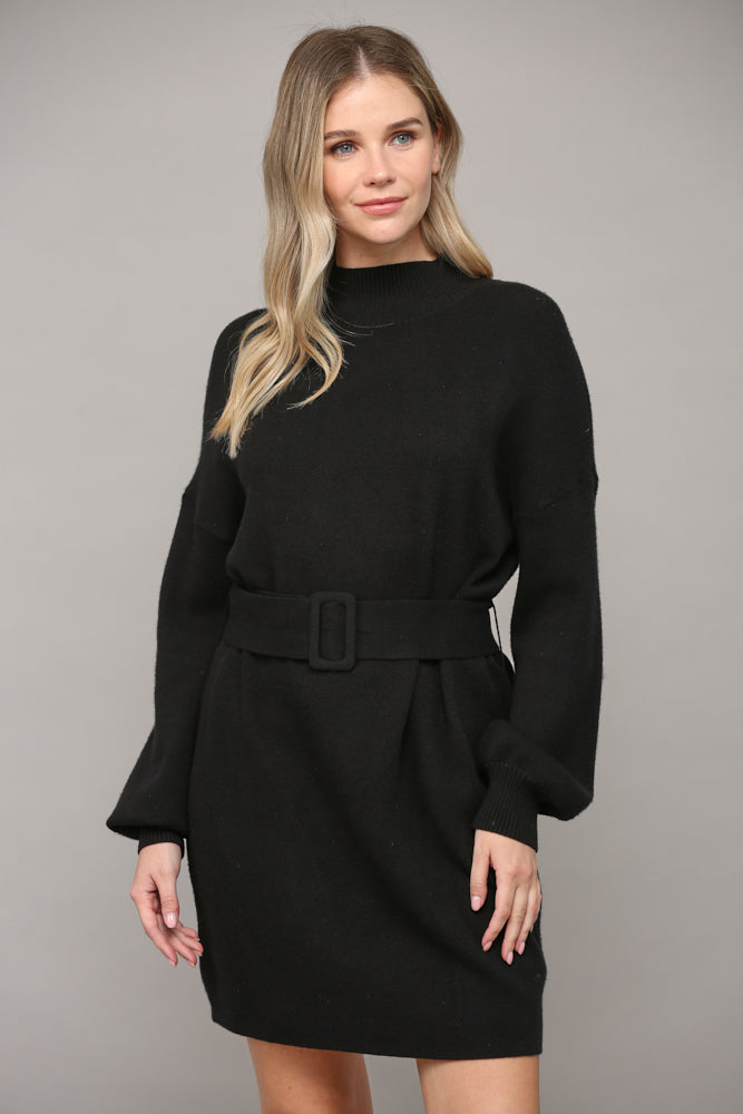 BELTED SWEATER DRESS - A319