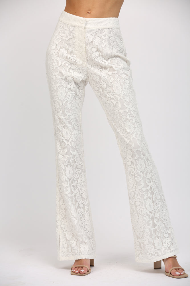 Side Slit Lace Pants - J310