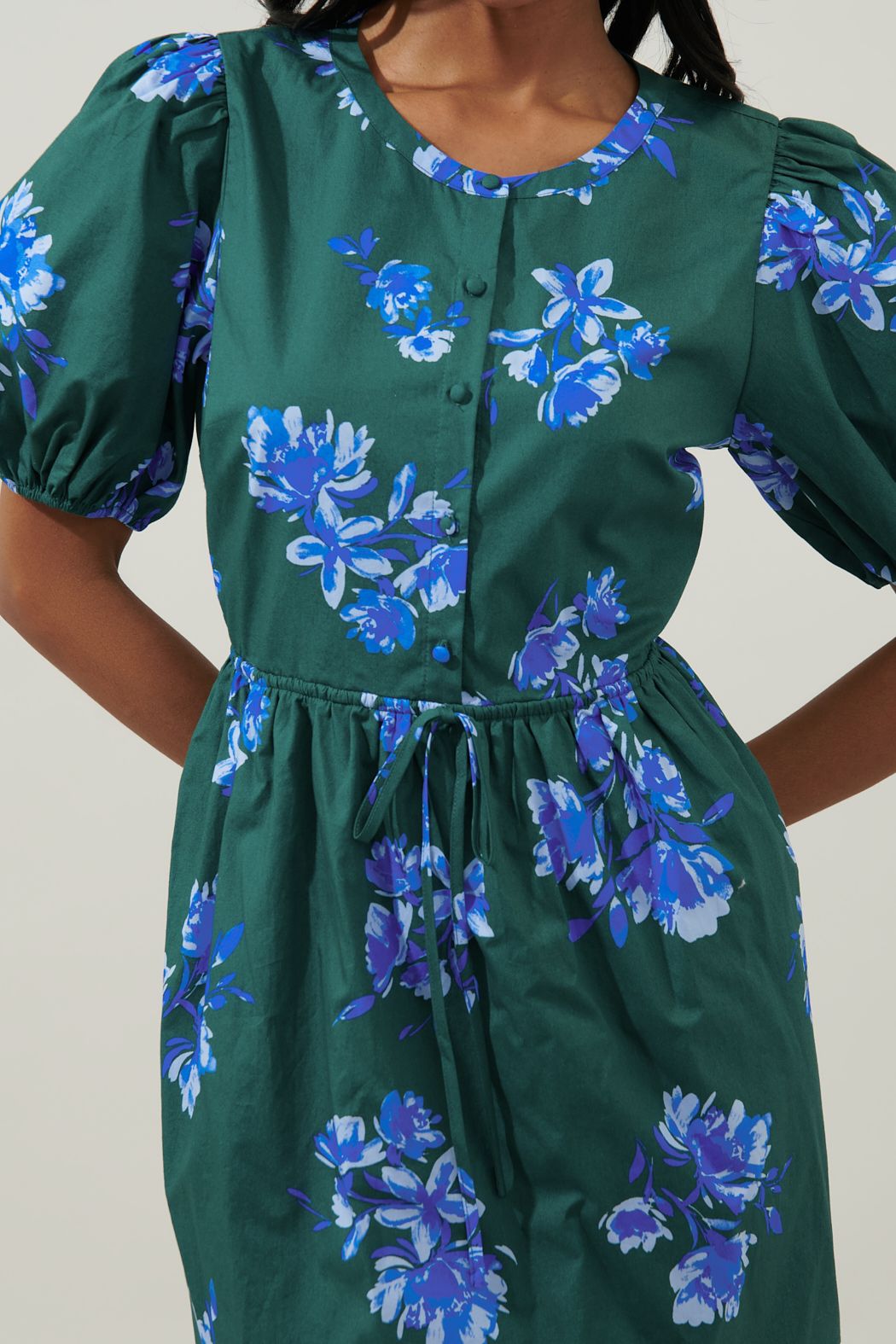 Spokane Floral Alba Puff Sleeve Mini Dress - A716