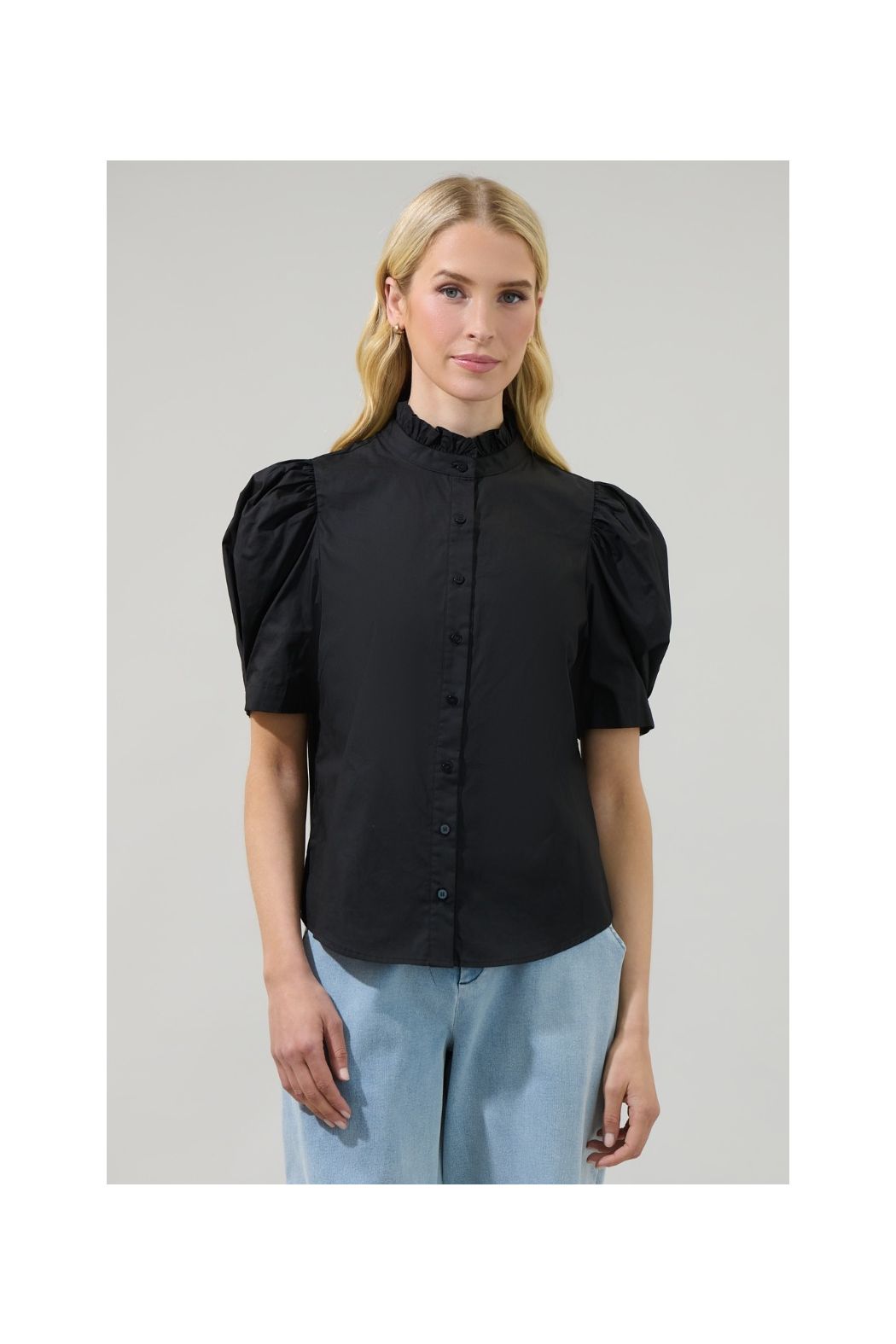 Finley Ruffle Button Down Top - D712