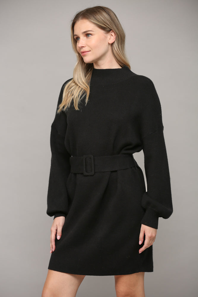 BELTED SWEATER DRESS - A319