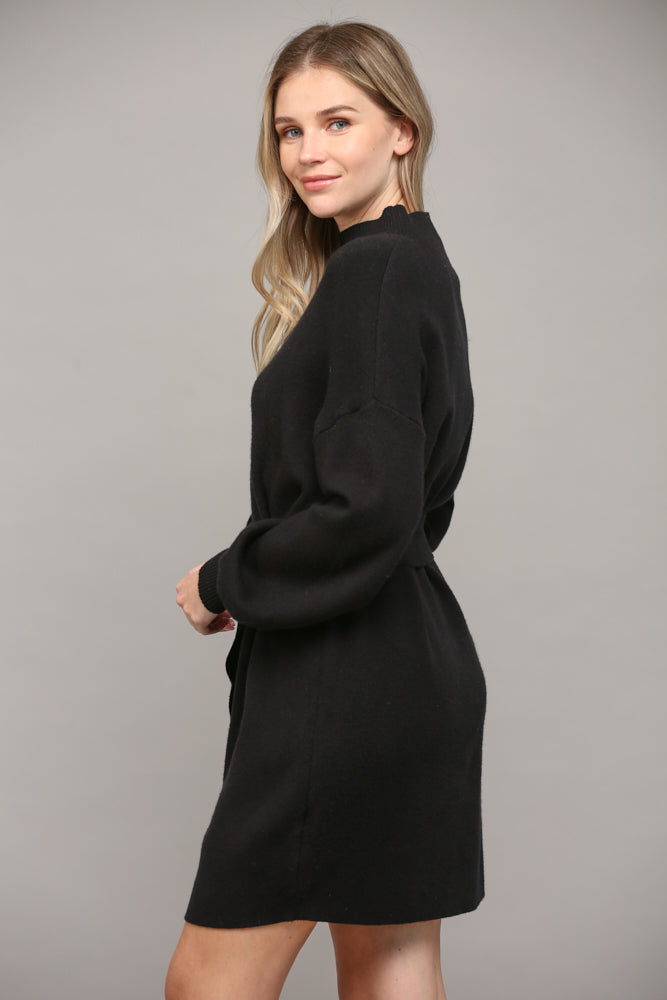 BELTED SWEATER DRESS - A319