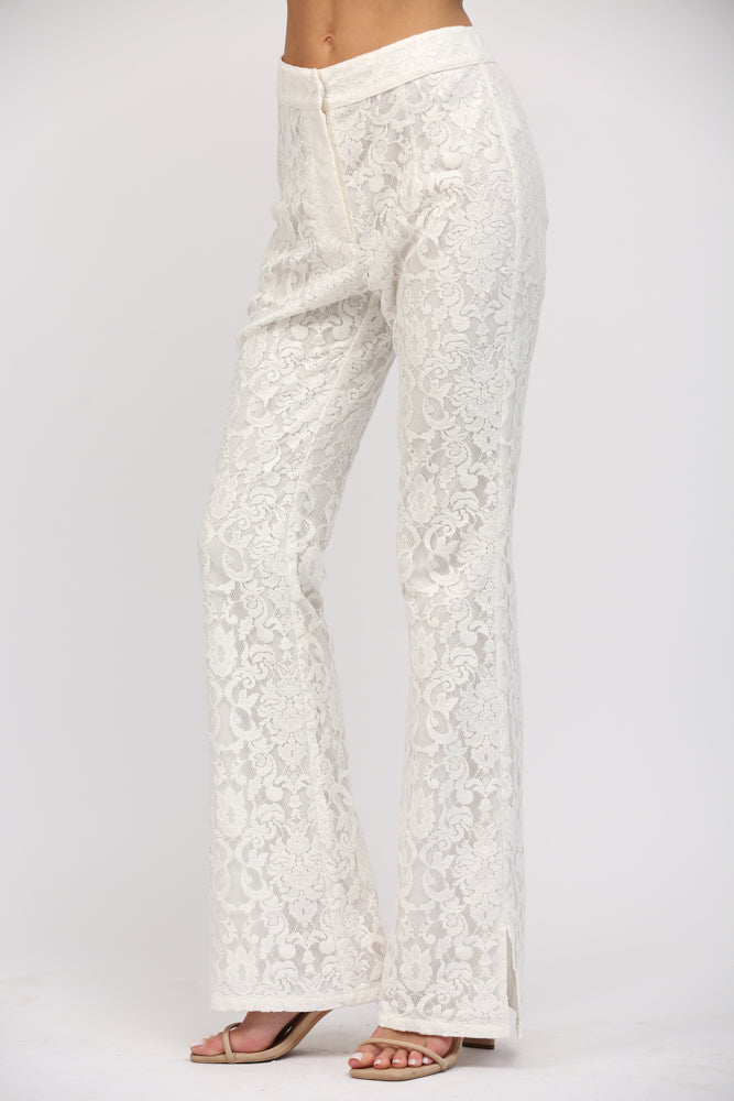 Side Slit Lace Pants - J310