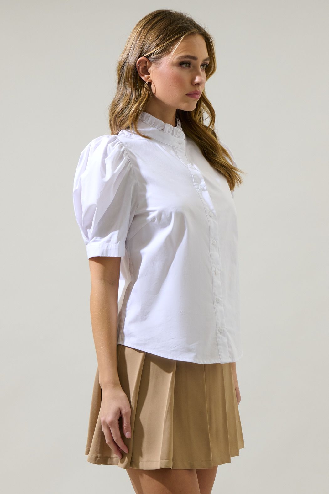 Finley Ruffle Button Down Top - D712