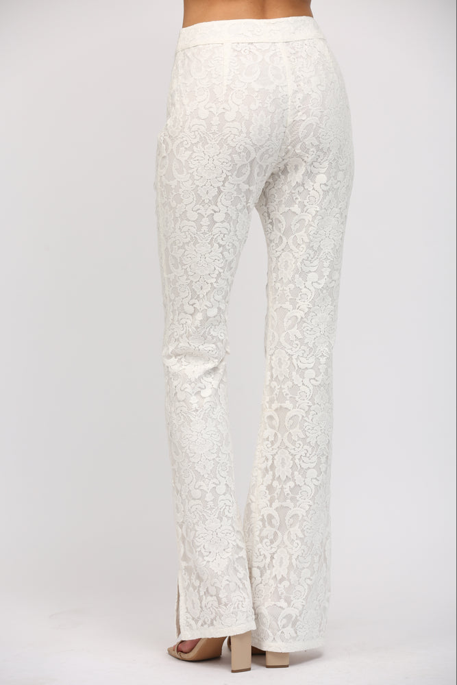 Side Slit Lace Pants - J310