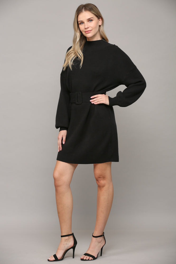 BELTED SWEATER DRESS - A319