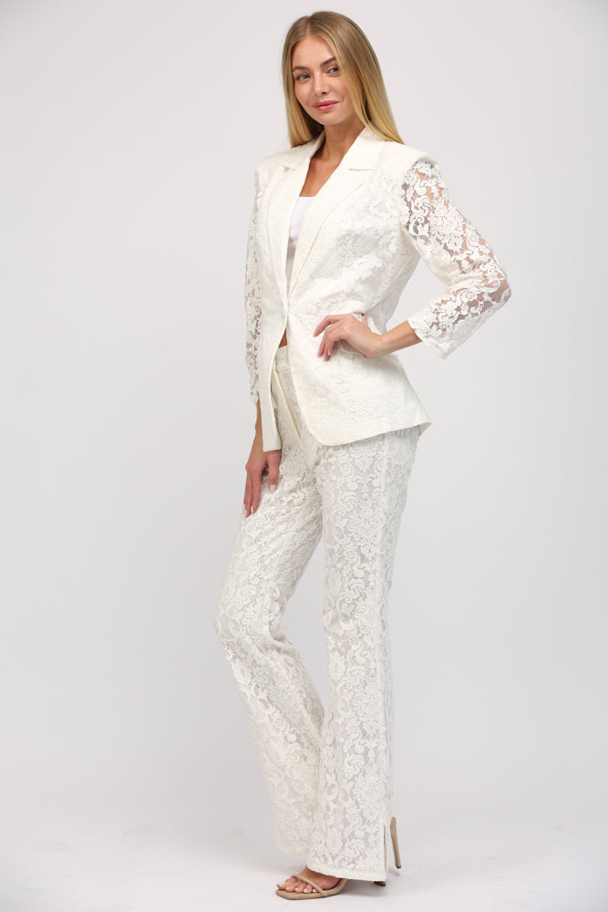 Side Slit Lace Pants - J310