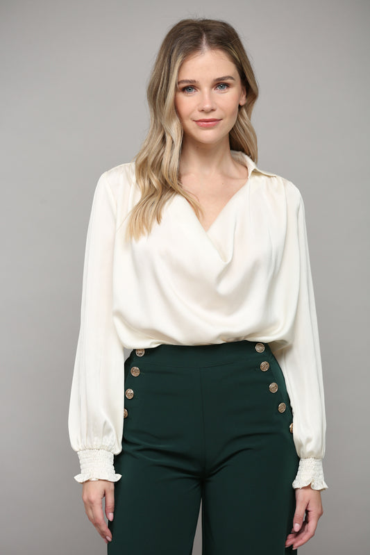 COWL NECK SATIN BLOUSE J601