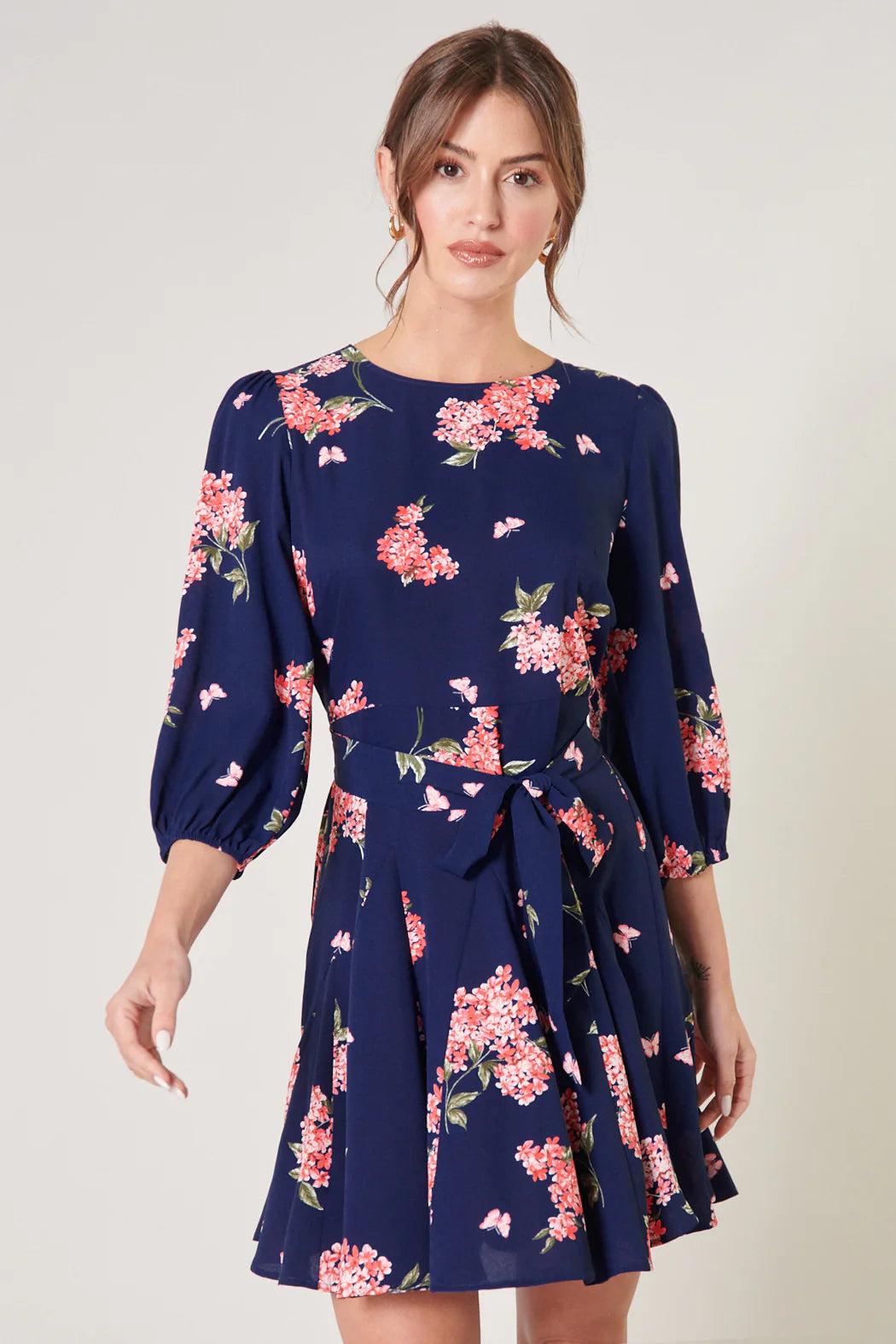 Perla Floral Balloon Sleeve Derby Dress - C401