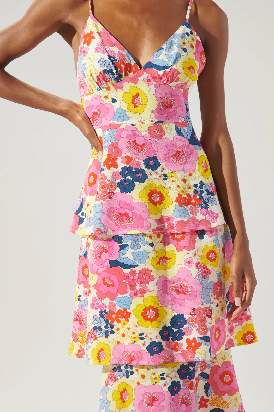 Summersalt Floral Yanni Ruffle Tiered Midi Dress A604