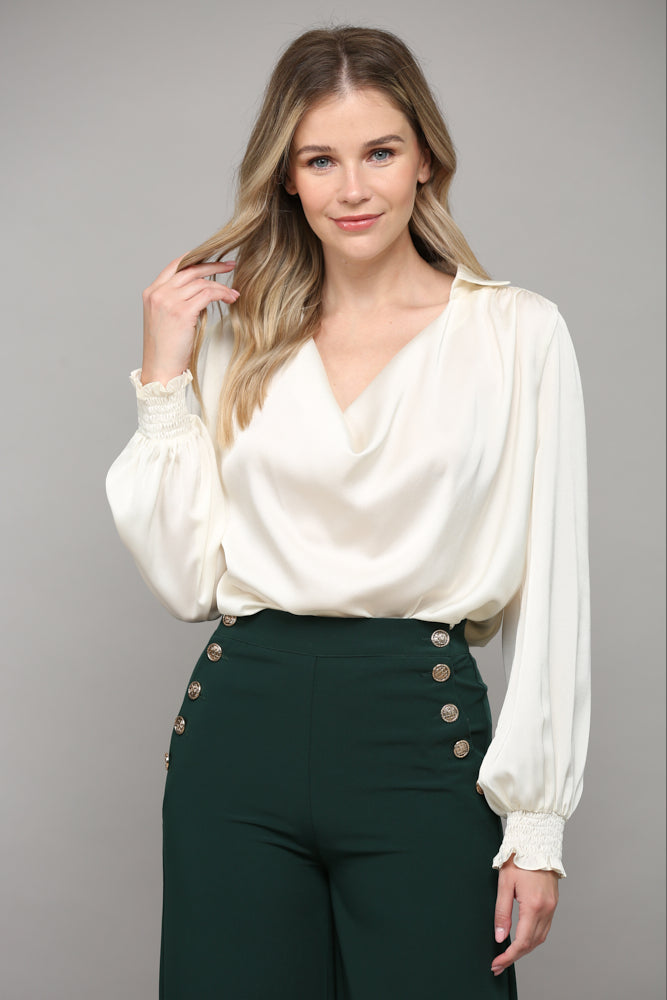 COWL NECK SATIN BLOUSE J601