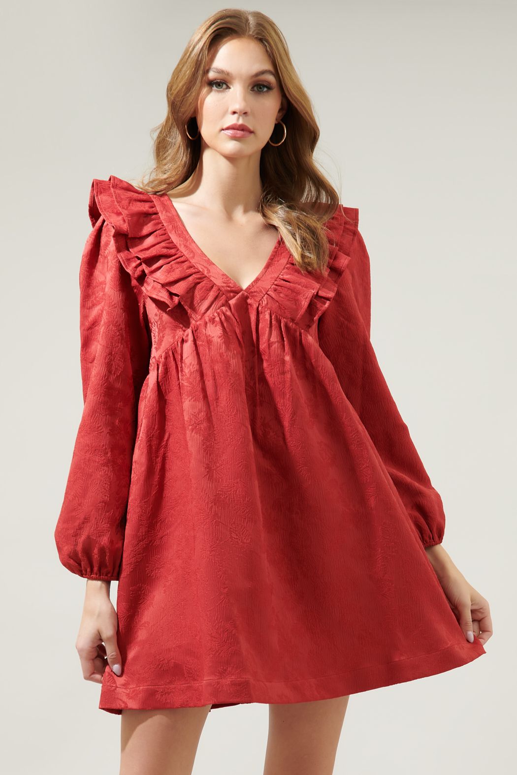 Ciao Jaquard Ruffle Babydoll Dress - J207