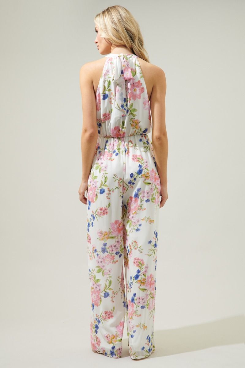 Wild heart Floral Merci Tie Back Wide Leg Jumpsuit - A708