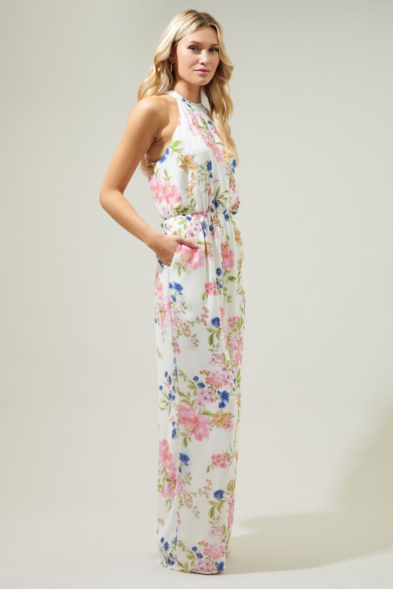 Wild heart Floral Merci Tie Back Wide Leg Jumpsuit - A708