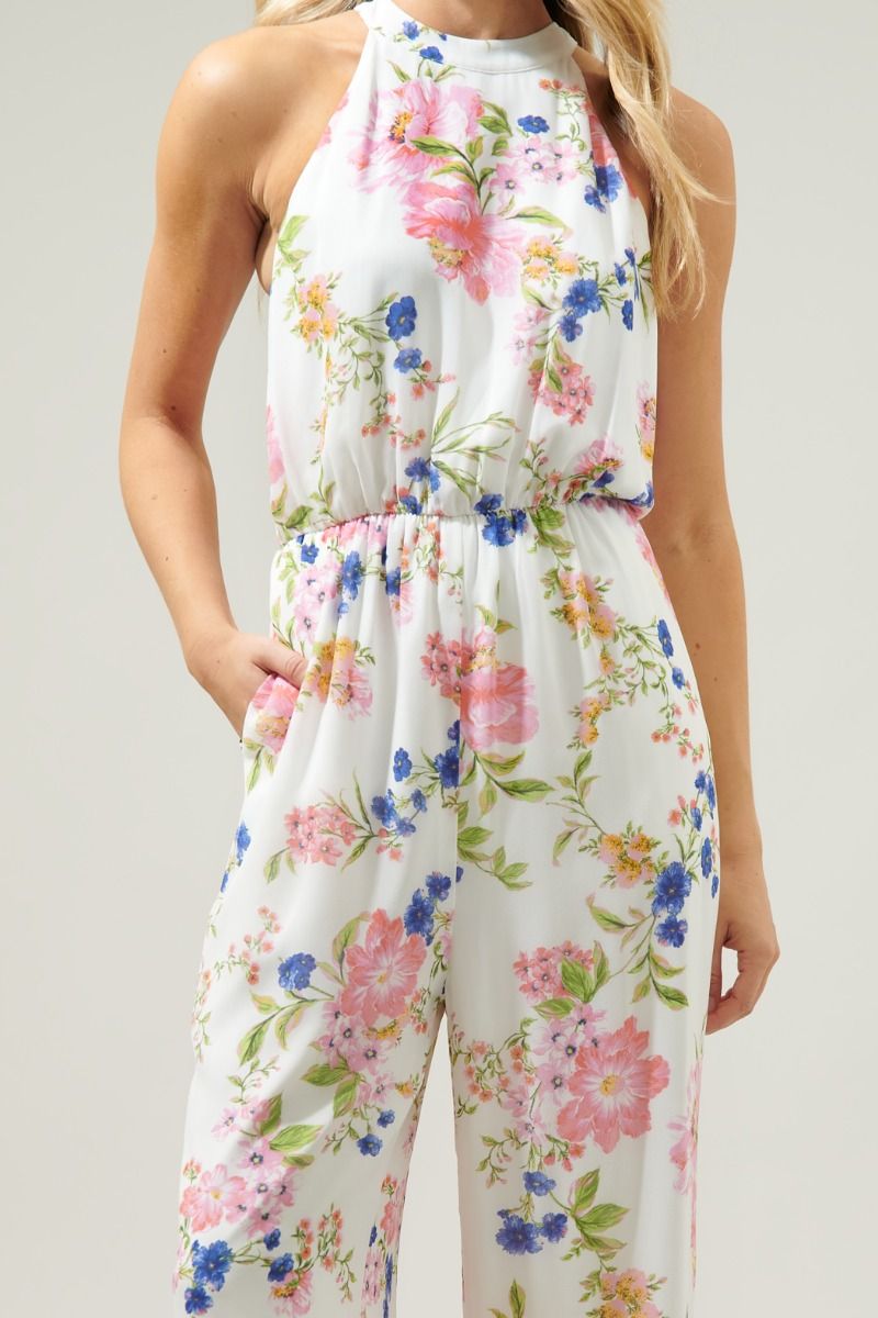 Wild heart Floral Merci Tie Back Wide Leg Jumpsuit - A708