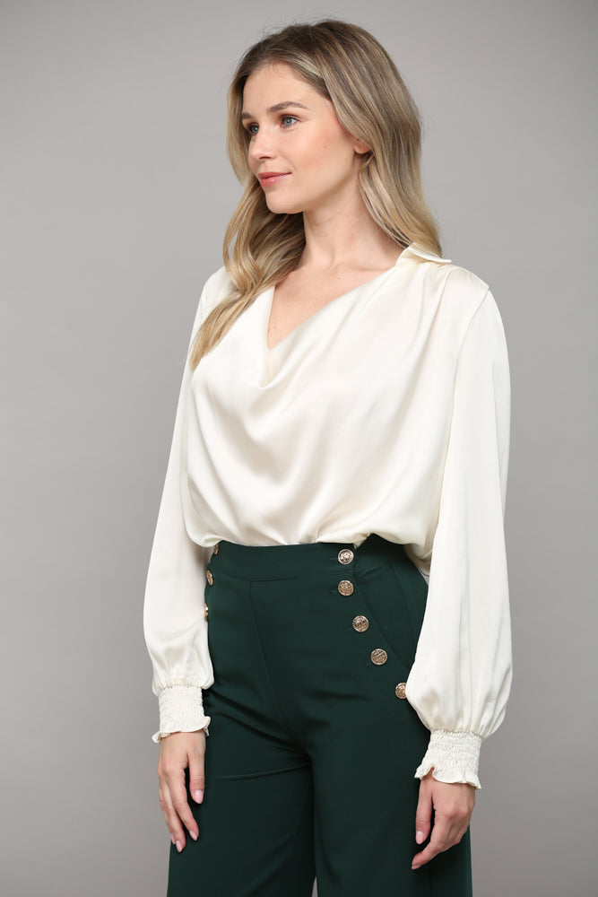 COWL NECK SATIN BLOUSE J601