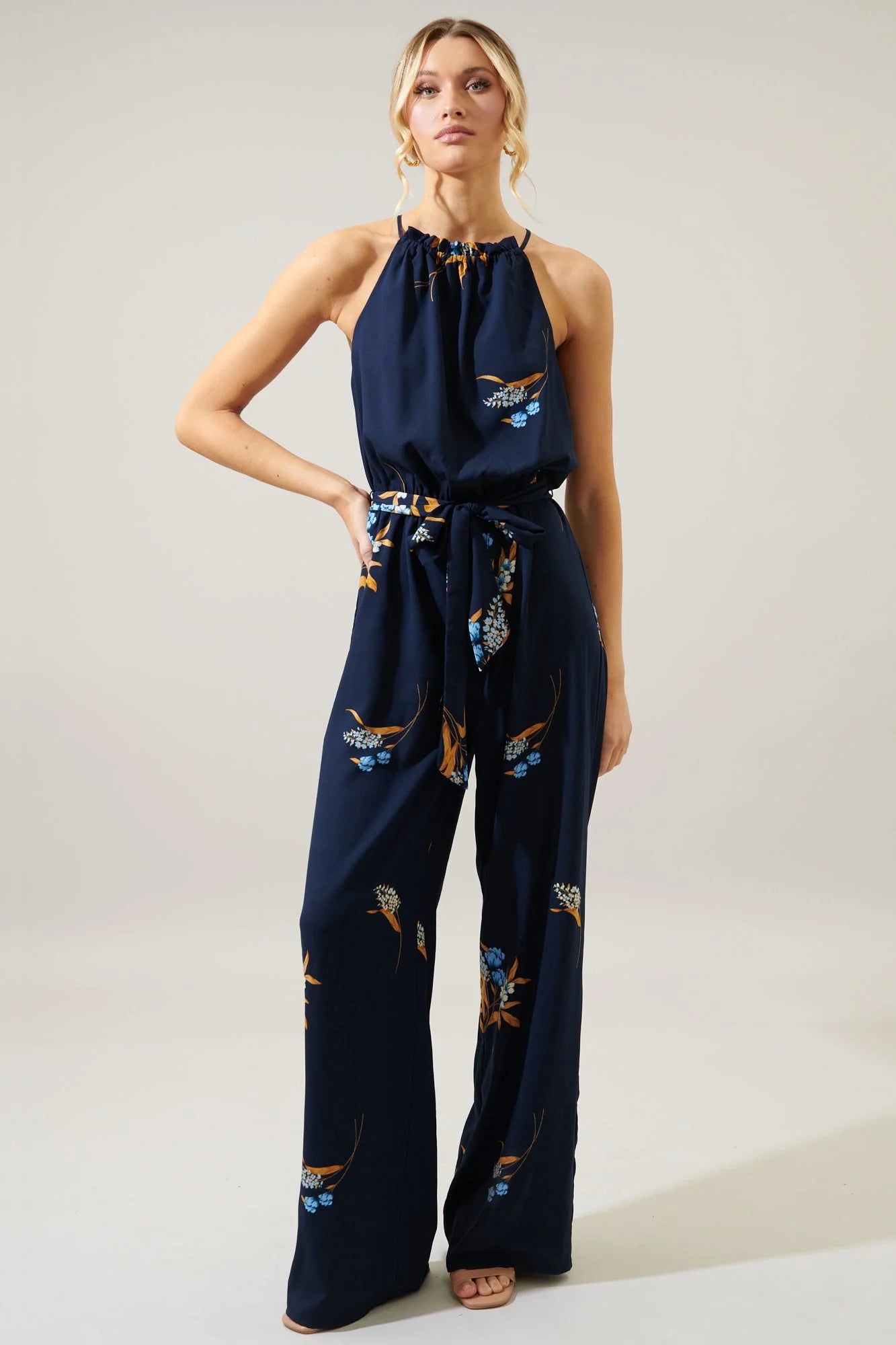 Dusk Floral Lighthearted Trapeze Jumpsuit - D111