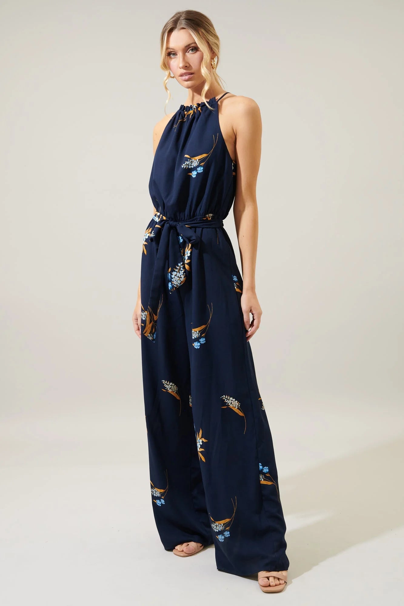 Dusk Floral Lighthearted Trapeze Jumpsuit - D111