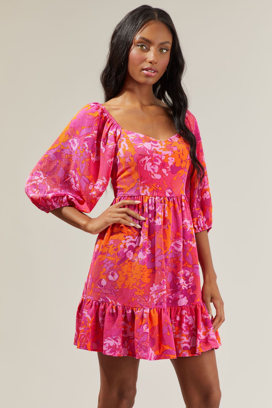 Flirty Floral Evy Sweetheart Mini Dress - B811