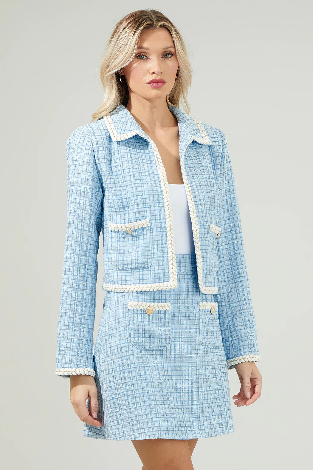 Fairy Floss Tweed Blazer & Mini Skirt Set F208