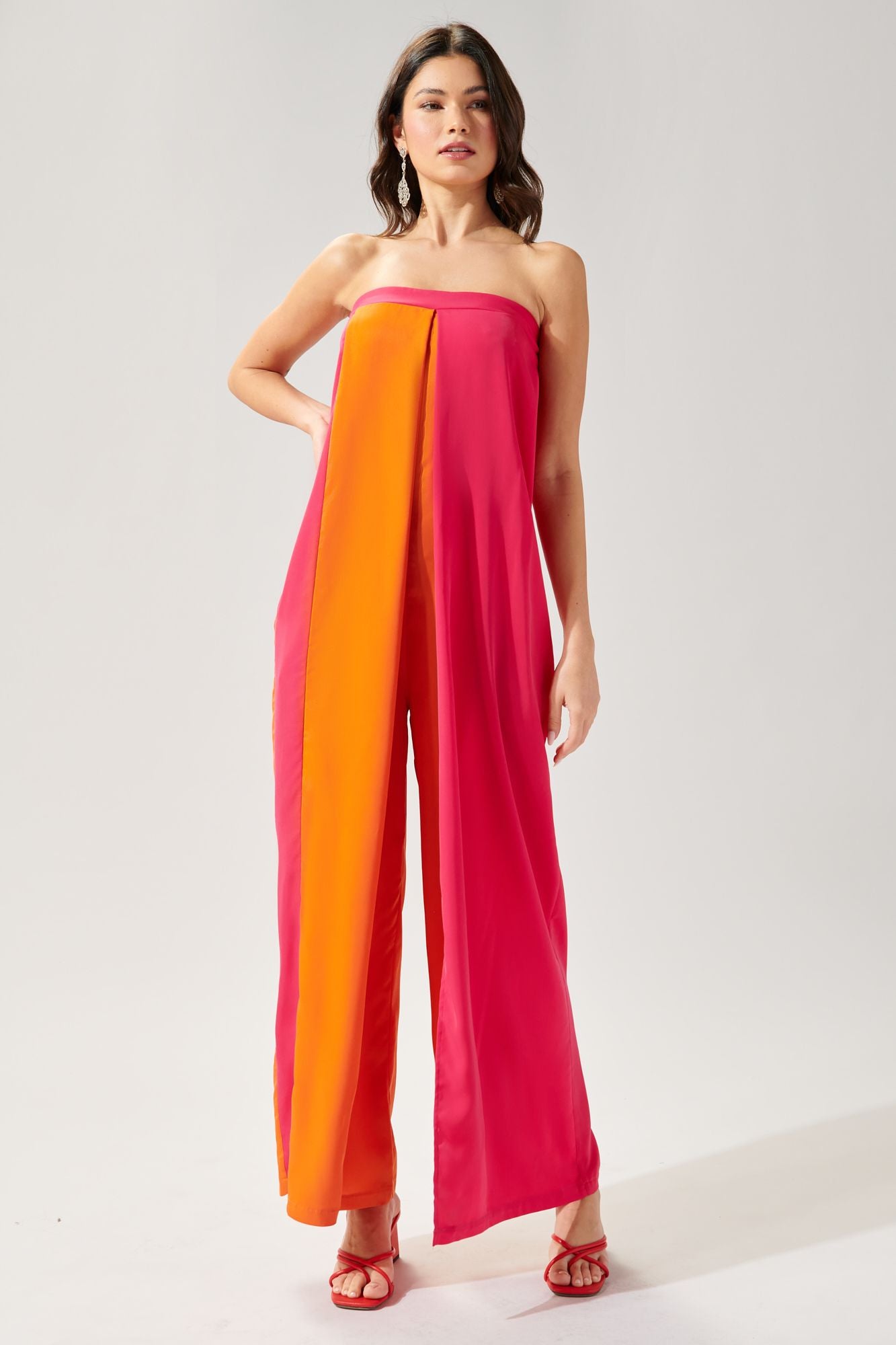 Feel the Beat Strapless Color Block Jumpsuit - A521