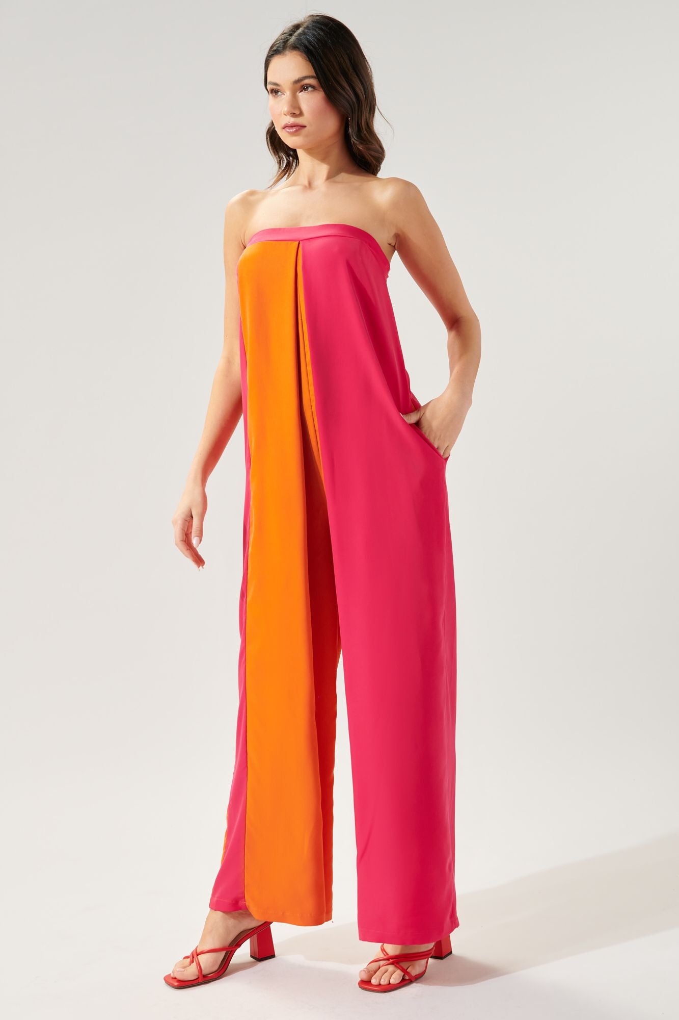 Feel the Beat Strapless Color Block Jumpsuit - A521