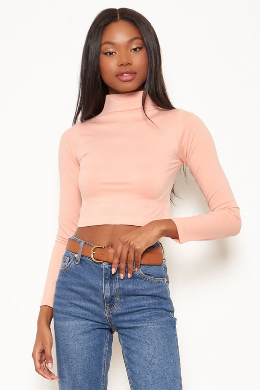 High Neck Long Sleeve Top C308