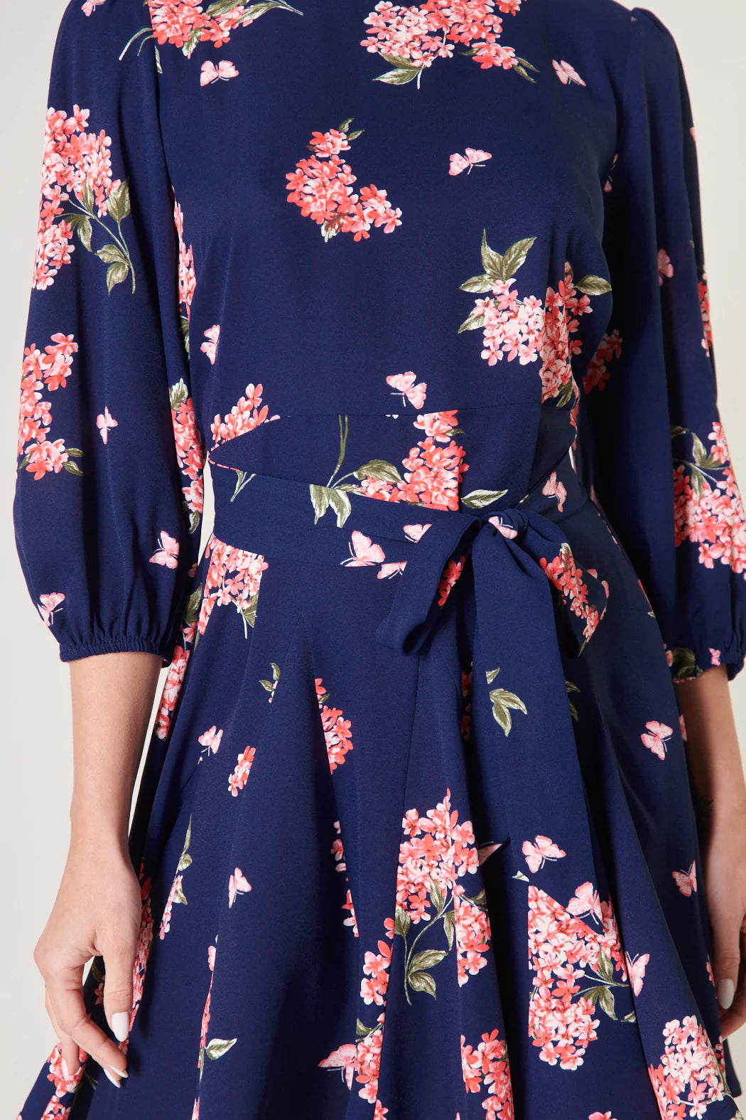 Perla Floral Balloon Sleeve Derby Dress - C401