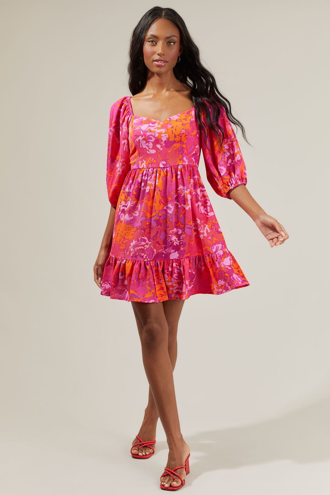 Flirty Floral Evy Sweetheart Mini Dress - B811