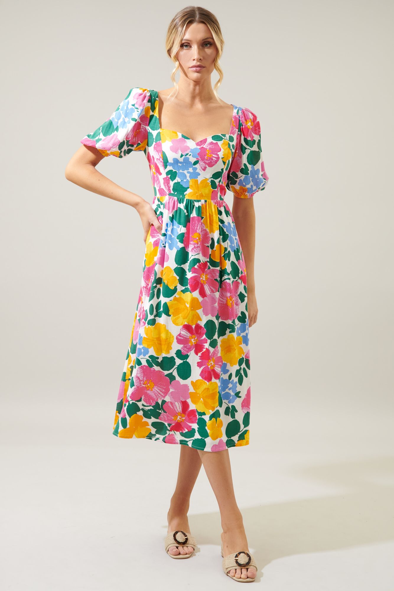 Kokomo Floral Farah Back Cut Out Midi Dress - D221