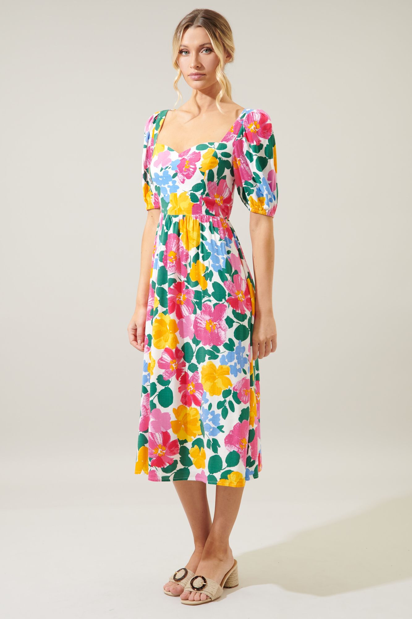 Kokomo Floral Farah Back Cut Out Midi Dress - D221