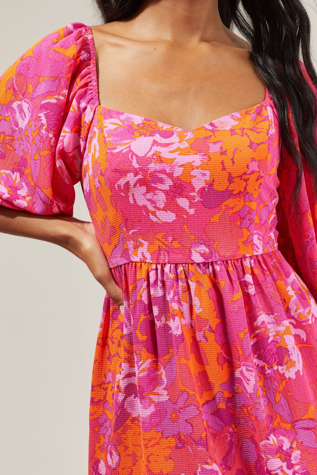 Flirty Floral Evy Sweetheart Mini Dress - B811