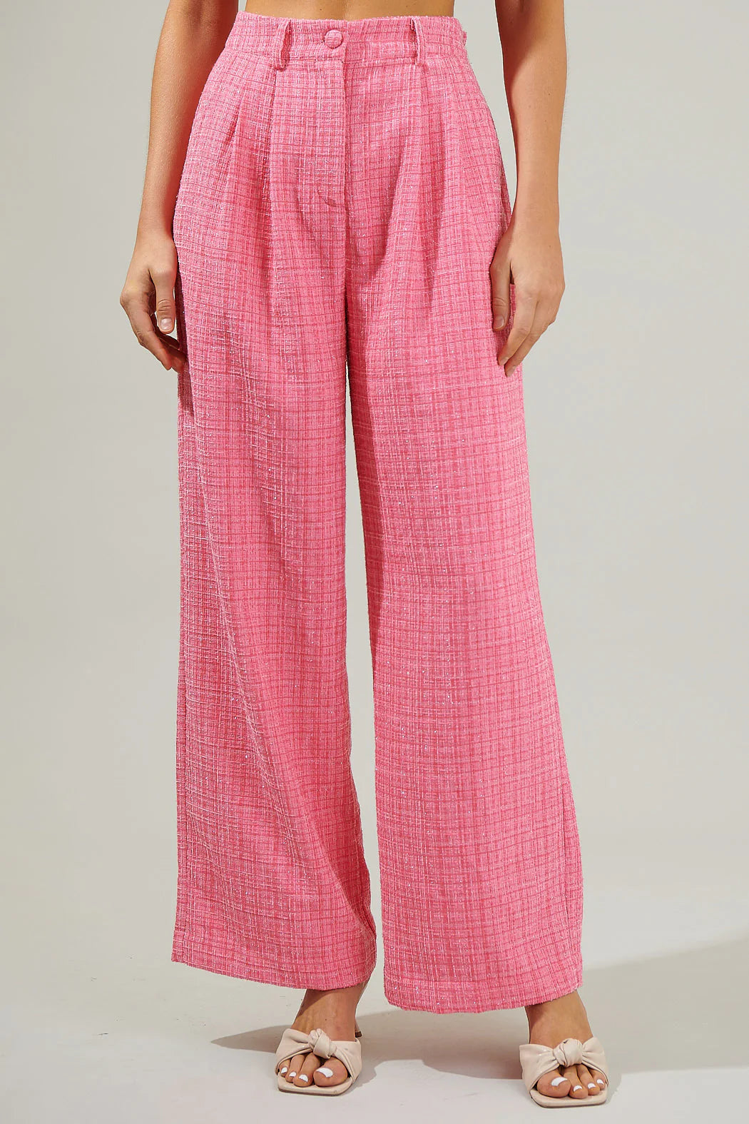 Adriella Tweed Tank Top & Wide Pants Set - D102