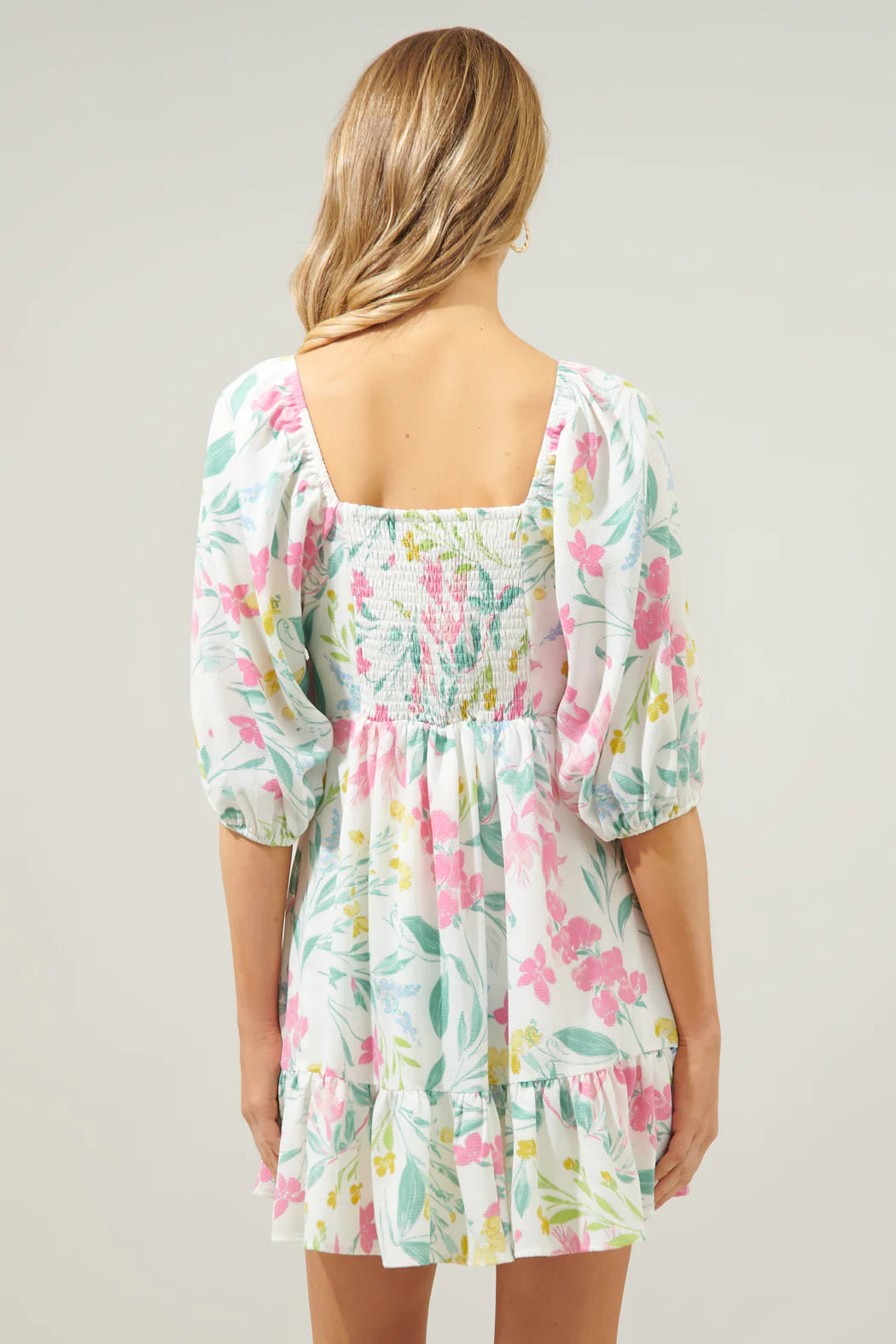 Jacinda Floral Scotia Puff Sleeve Babydoll Dress - A706