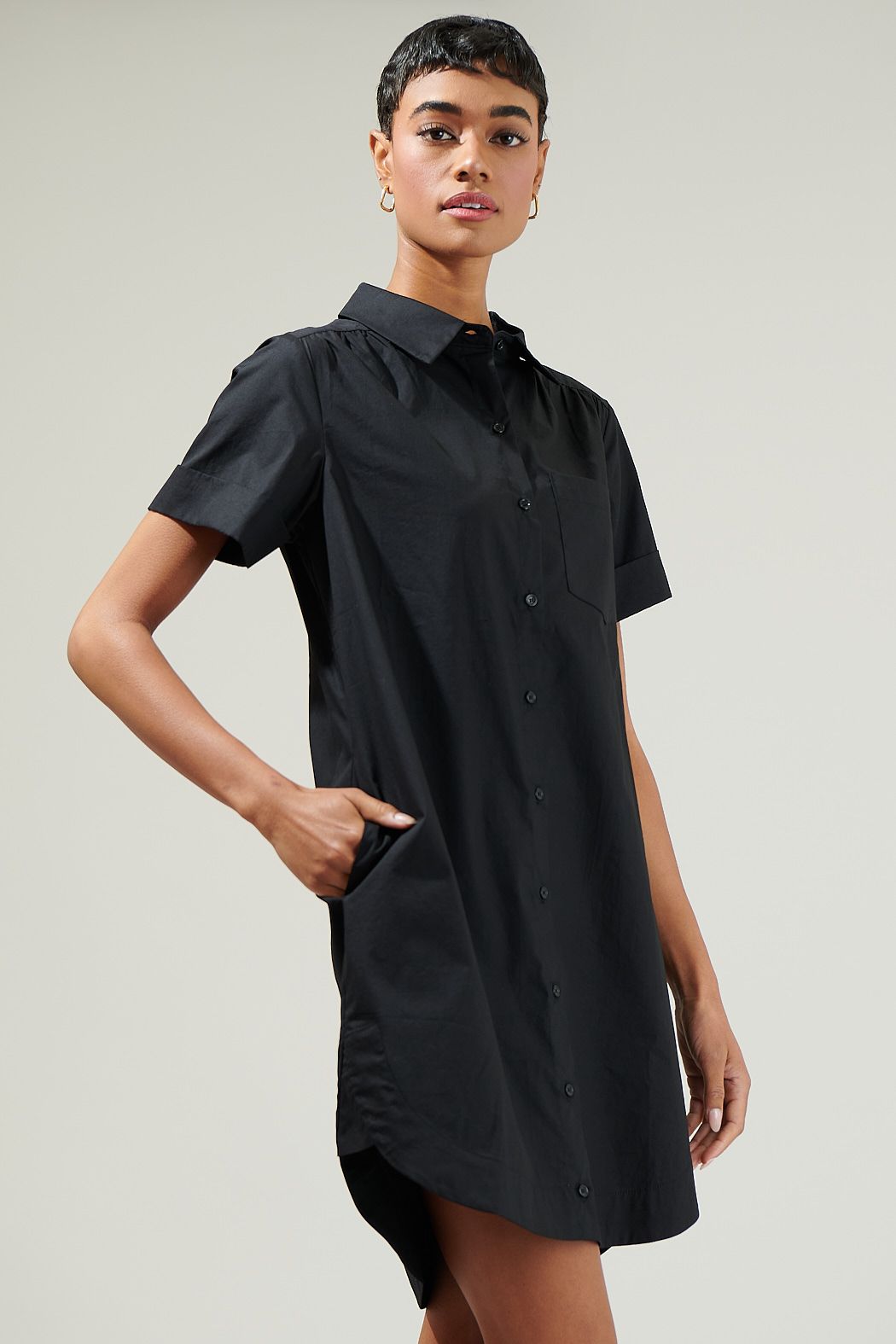 Kaylee Button Down Shirt Dress - C414