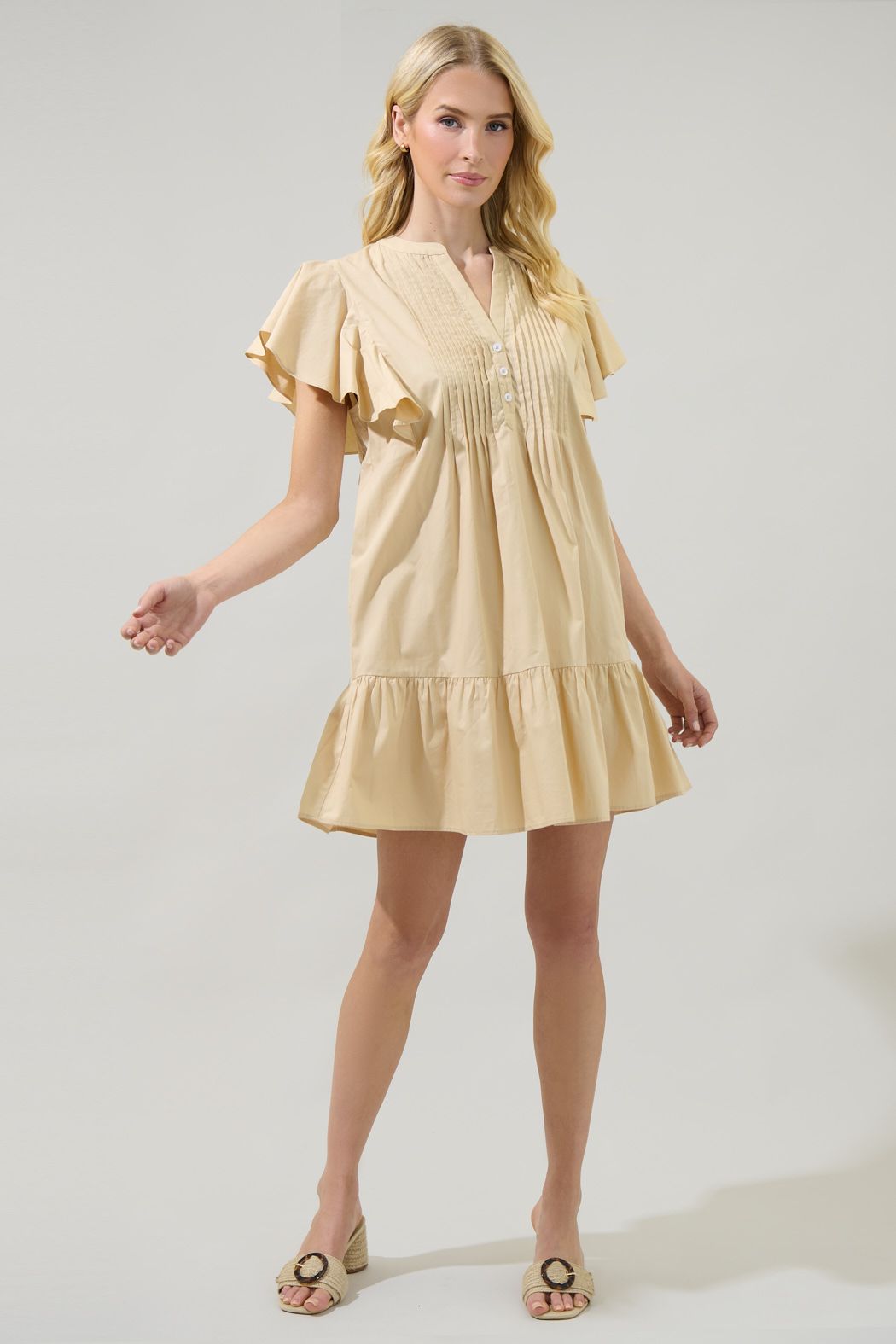 Lizzy Pleated Ruffle Mini Dress - J212