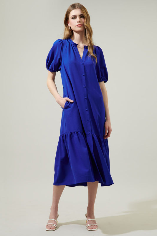 Randie Button Front Midi Dress - B810