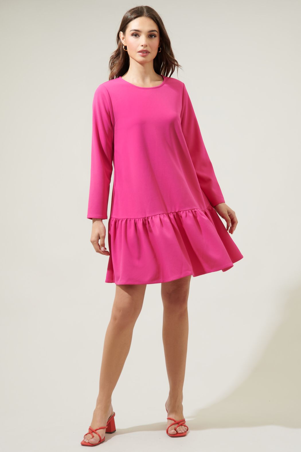 Neymar Ruffled Long Sleeve Mini Dress - B514