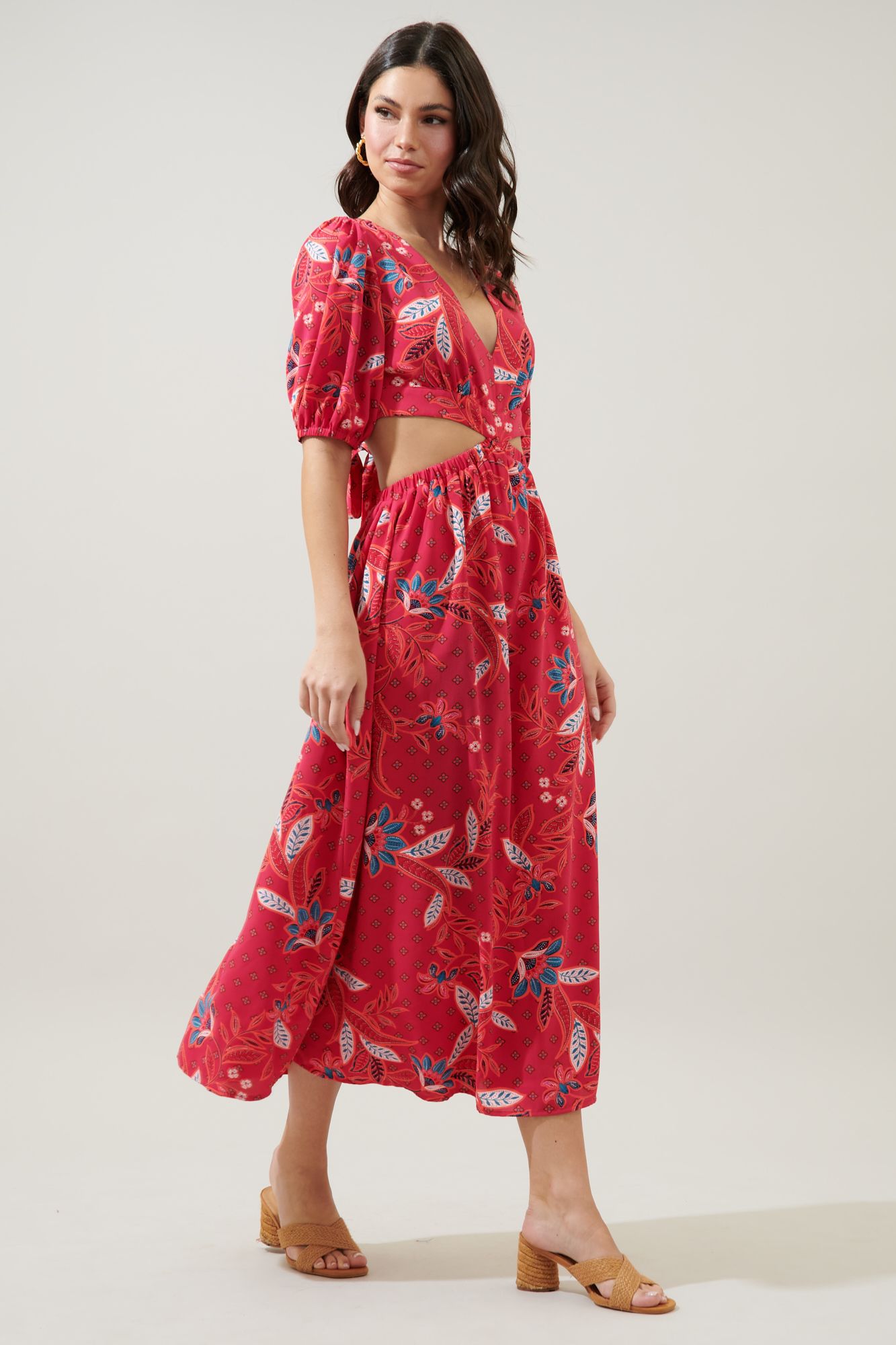 Sable Paisley Terranea Cut Out Midi Dress - A714