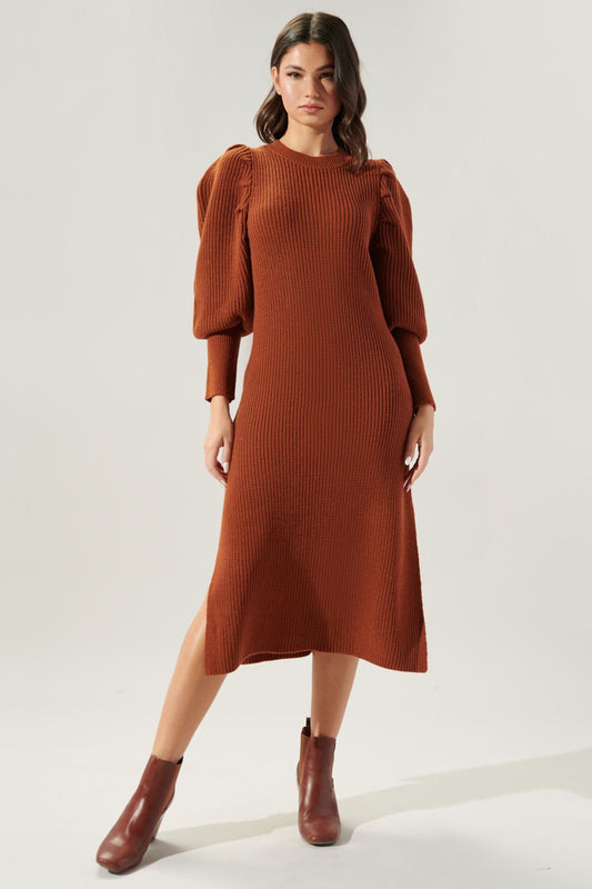 Lafayette Mutton Sleeve Knit Sweater Dress - 582A