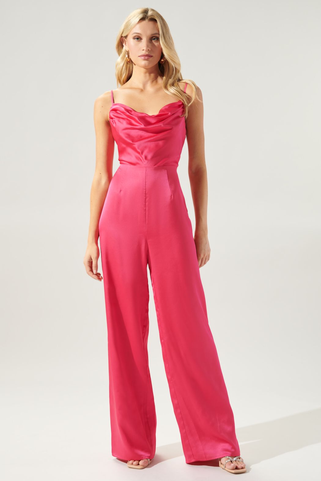 Chateau Satin Cowl Neck Jumpsuit - B903