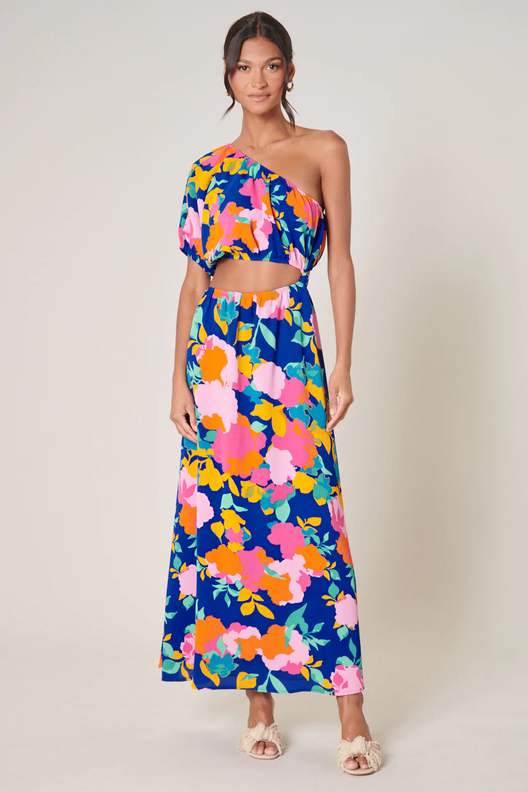 Heat Wave Cutout One Shoulder Maxi Dress - A703