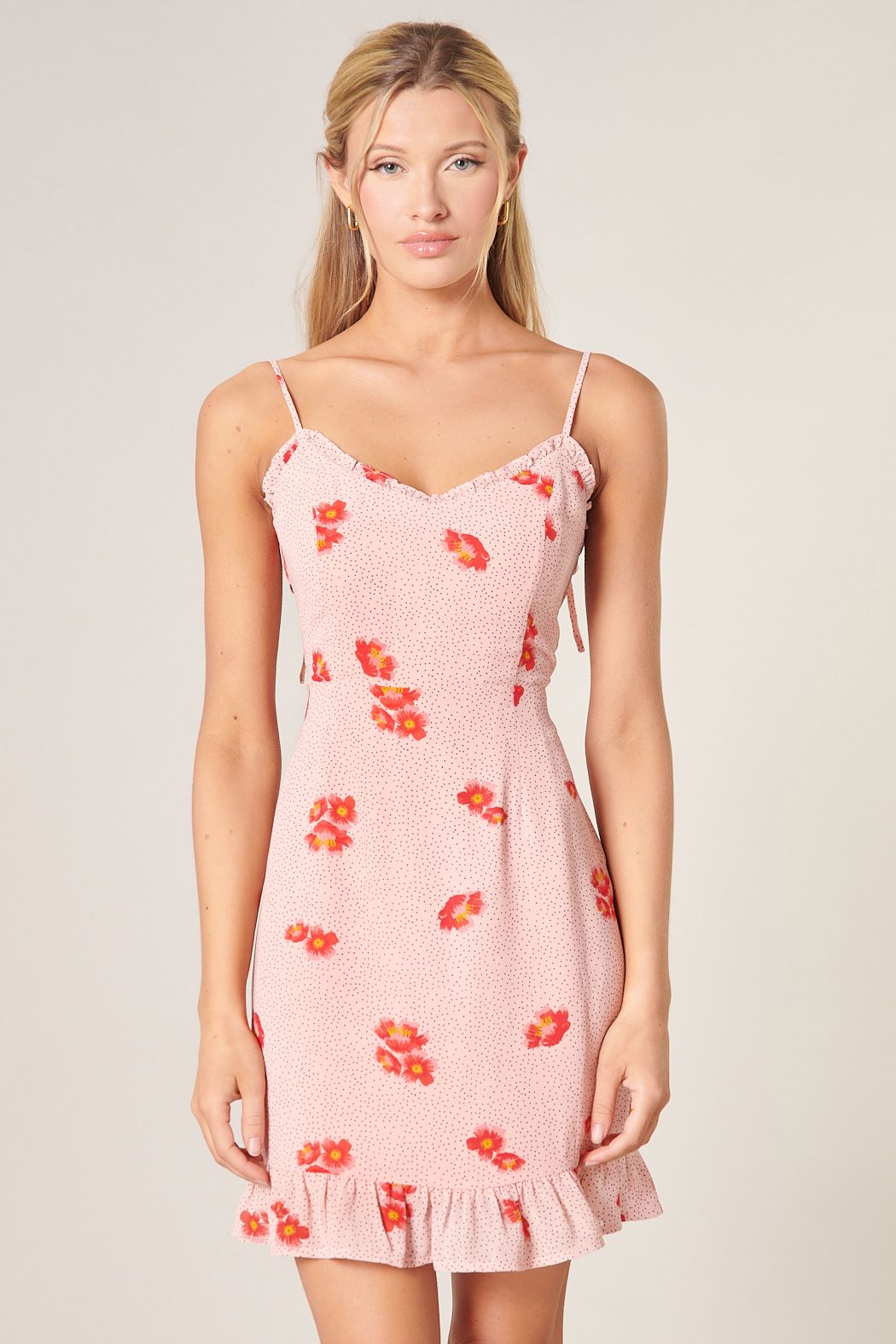 Besame Floral Kaia Tie Strap Mini Dress - C402