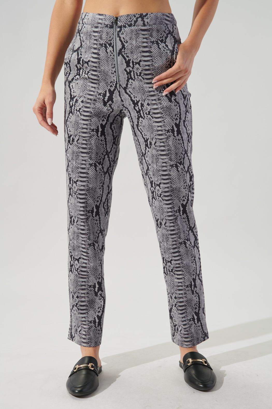 Born For This Faux Suede Snake Print Pants - C104