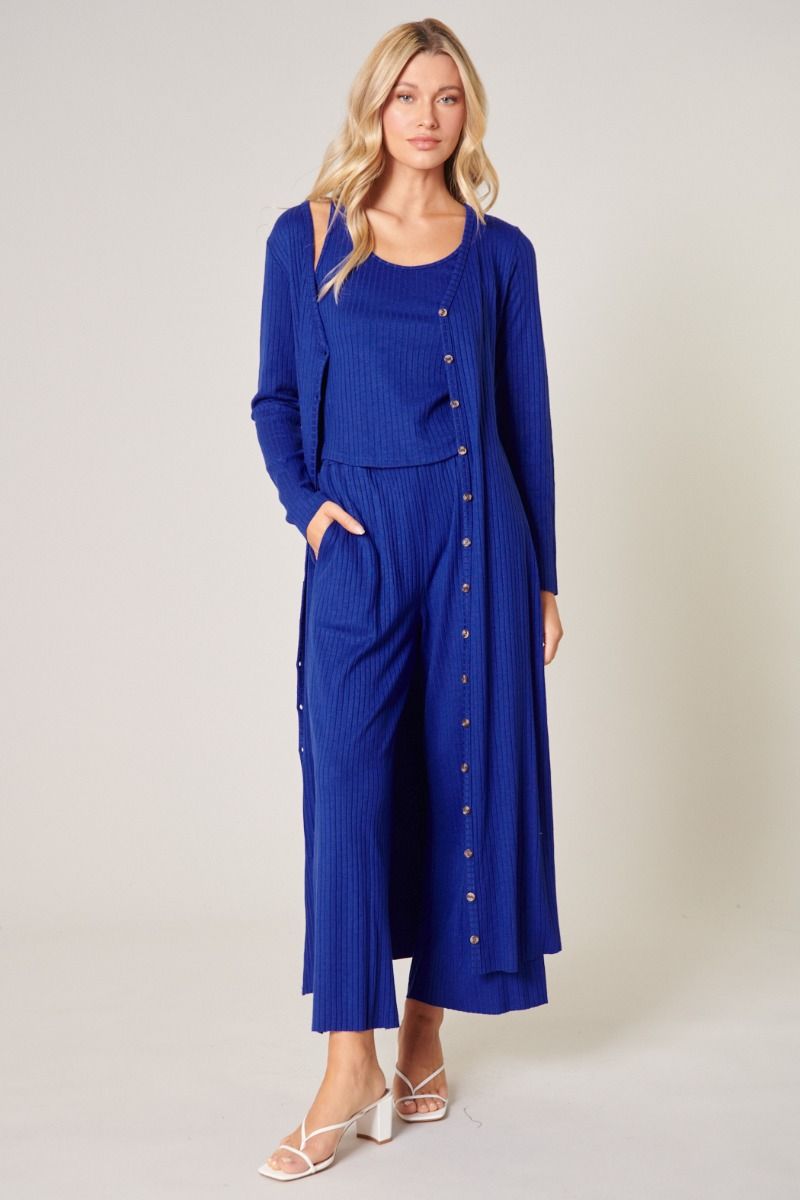 Provence Ribbed Knit Midi Cardigan Dress - F104