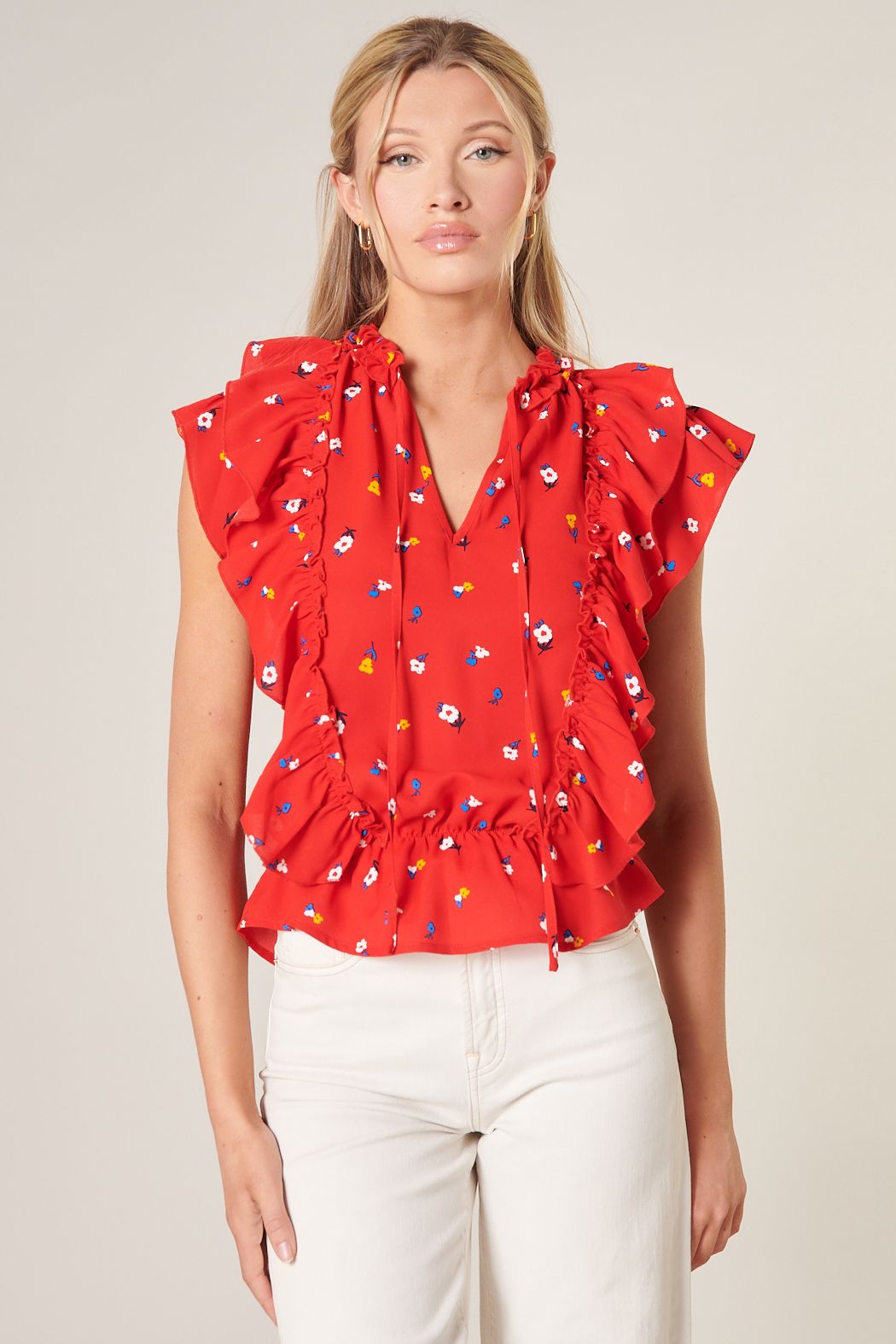 Mon Cheri Ruffle Peplum Blouse - B606